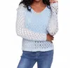 Charlie B Braided Fishnet V-neck Sweater In Denim