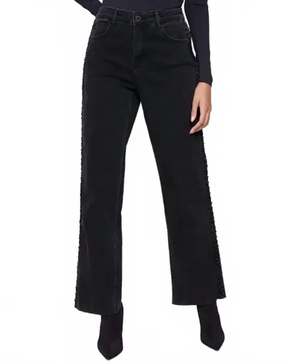 Charlie B Braided Side Seam Jeans In Charcoal In Black