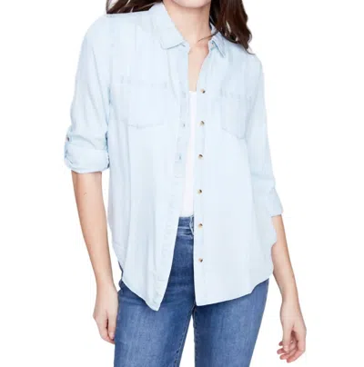 Charlie B Button Down Blouse In Denim In Multi
