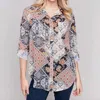 Charlie B Paisley Button Three Quarter Sleeve Blouse In Multi