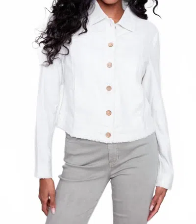 Charlie B Button Front Linen Jacket In Natural In White