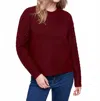 Charlie B Cabernet Fishnet Sleeve Sweater In Red