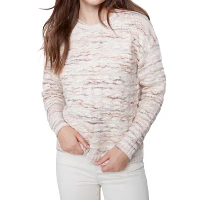 Charlie B Cable Design Sweater In Powder In Beige