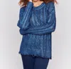 Charlie B Cable Knit Sweater In Blue Shimmer In Multi