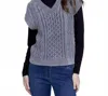 Charlie B Cable Knit V-neck Sweater Vest In Charcoal In Gray