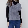 CHARLIE B CABLE KNIT VEST SWEATER IN CHARCOAL