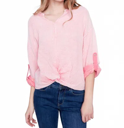 Charlie B Camden Bubble Cotton Top In Flamingo In Brown