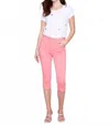 Charlie B Knee High Capri Twill Pants In Flamingo In White