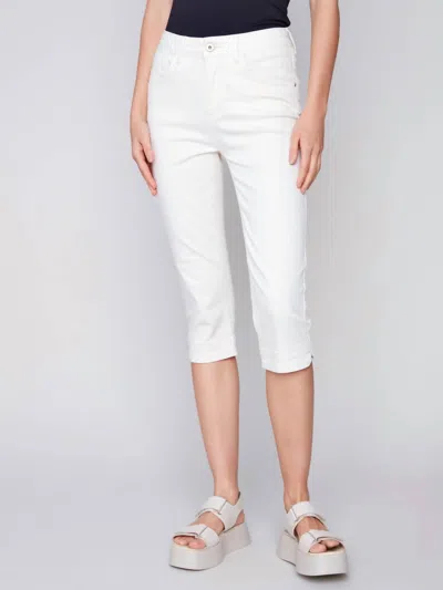 Charlie B Capri Twill Pants In White