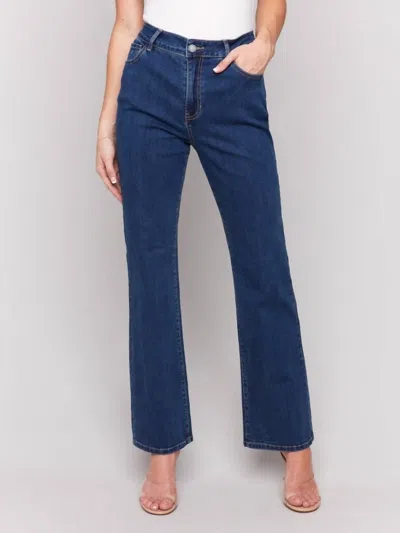 Charlie B Celine Flare Leg Jean In Indigo In Animal Print
