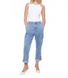Charlie B Stretch Tencel Cargo Pants In Chambray In Blue