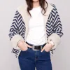 Charlie B Chevron Boucle Jacket In Multi In Blue