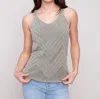 Charlie B Chevron Pointelle Knit Camisole In Celadon