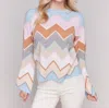 Charlie B Chevron Stripe Bell Sleeve Sweater - Candy In Multi In Multi