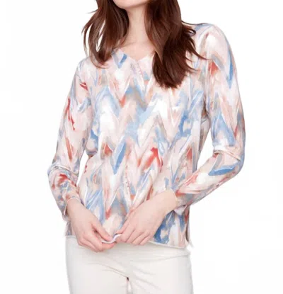 Charlie B Chevron V-neck Sweater In Multi