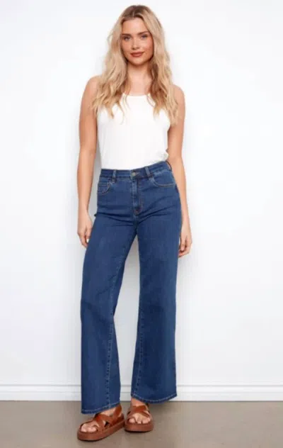 Charlie B Chloe Wide Leg Denim Jeans In Indigo In Blue