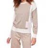 Charlie B Color Block Sweater With Pocket Detail In Truffle In Multi