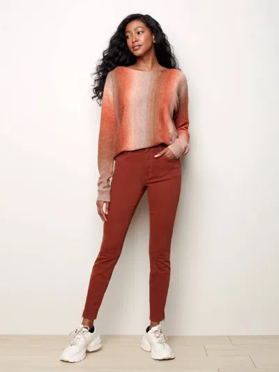 Charlie B Colored Twill Jeans With Side Zipper Detail In Spice In Brown