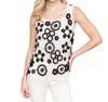 Charlie B Contrast Floral Crochet Sleeveless Top In Pepper In Multi