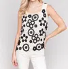 Charlie B Contrast Floral Crochet Sleeveless Top In Pepper In Multi