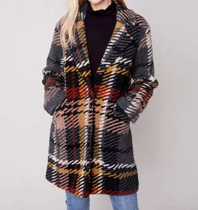 Charlie B Cora Boucle Knit Coat In Gold/grown In Multi