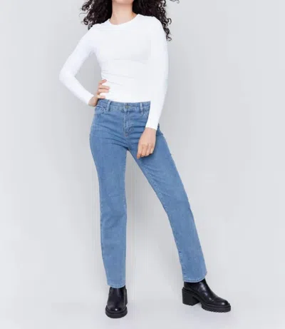 Charlie B Corduroy Straight Leg Pants In Denim In Pattern