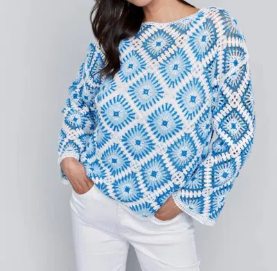 Charlie B Cotton Blend Crochet Top In Coastal