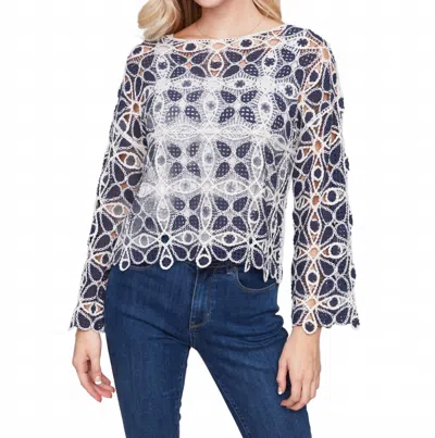 Charlie B Cotton Blend Crochet Top In Denim