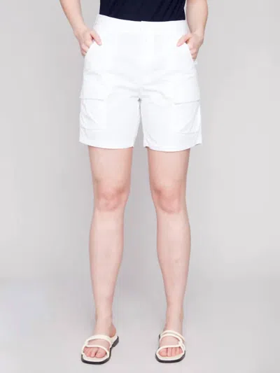 Charlie B Cotton Cargo Shorts In White
