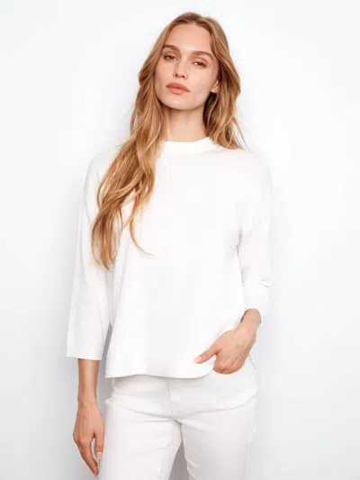 Charlie B Cotton Crewneck Sweater In White
