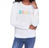 Charlie B Cotton Knit Sweater With Beach Print In White