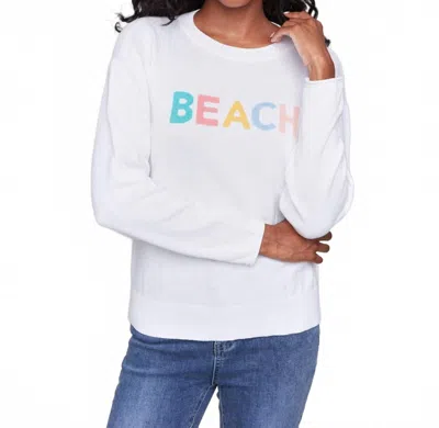 Charlie B Cotton Knit Sweater With Beach Print In White
