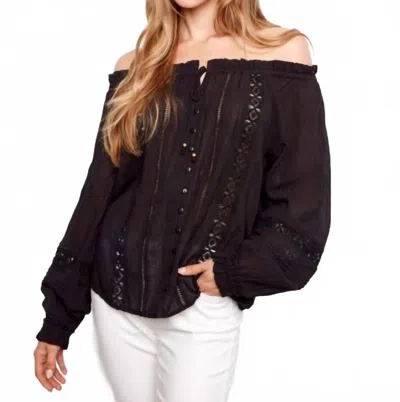 Charlie B Cotton Voile Off-shoulder Blouse In Black