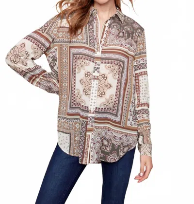 Charlie B Crepe Blouse Blouse In Pine In Brown