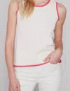 Charlie B Crew Neck Knit Cami In Natural In White