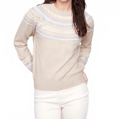 Charlie B Apres Ski Jacquard Crew Neck Sweater In Heather Oat In Neutral