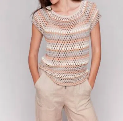 Charlie B Crochet Cap Sleeve Top In Pebble
