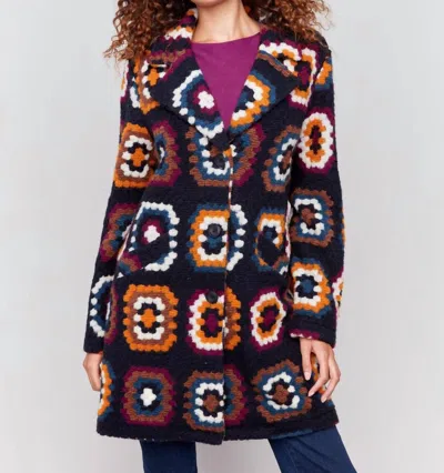 CHARLIE B CROCHET COAT IN NAVY