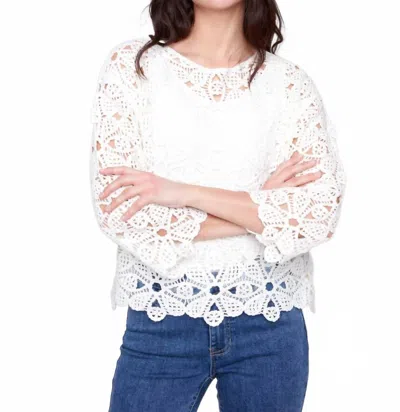 Charlie B Crochet Long Sleeve Boatneck Top In Natural In Neutral