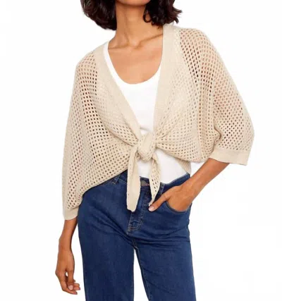 Charlie B Crochet Lurex Tie-front Bolero In Gold In Neutral