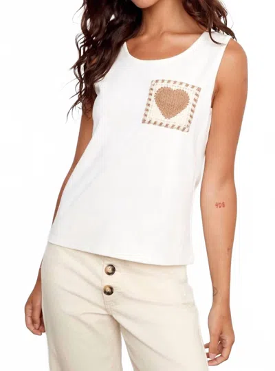 Charlie B Crochet Patch Pocket Knit Tank Top In Ecru In White