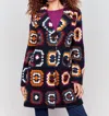 Charlie B Crochet Squares Long Coat In Navy In Blue
