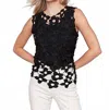 Charlie B Crochet Sleeveless Crew Neck Top In Black In Black