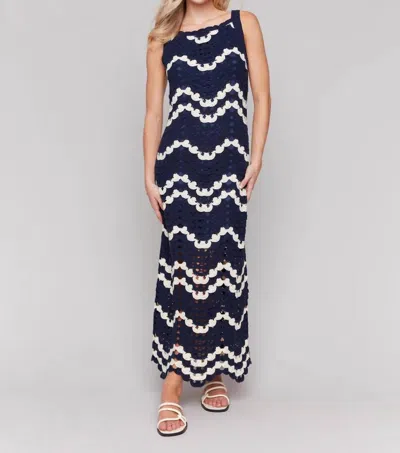 Charlie B Crochet Sleeveless Maxi Dress In Navy