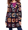 Charlie B Crochet Square Pattern Coat In Navy In Multi