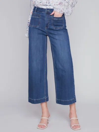 Charlie B Crop Wide Leg Jeans In Indigo In Blue
