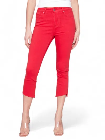 Charlie B Cropped Bootcut Twill Pants With Asymmetrical Hem In Cherry In Red