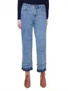 Charlie B Cropped Flare Leg Denim With Fringe Details In Blue In Blue