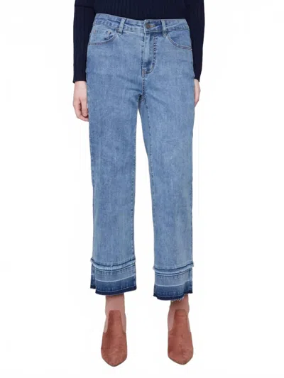 Charlie B Cropped Flare Leg Denim With Fringe Details In Blue