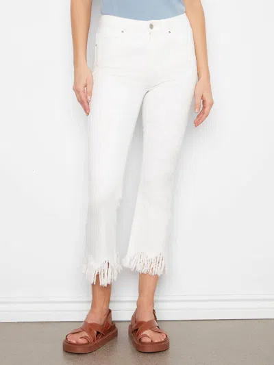 Charlie B Cropped Fringed Hem Bootcut Jeans In White